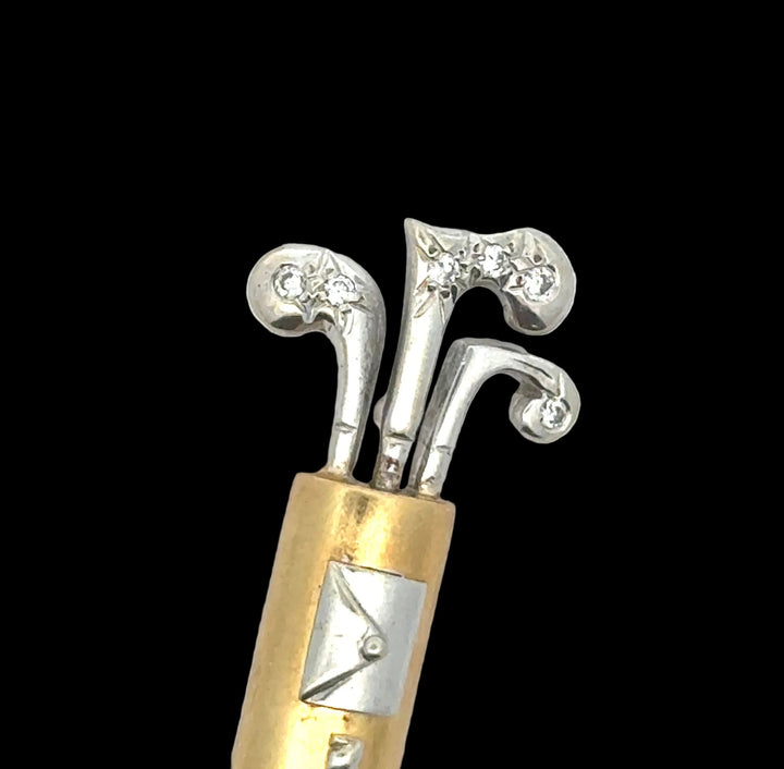 Custom Made Golf Bag Diamond 18K White/Yellow Gold Brooch