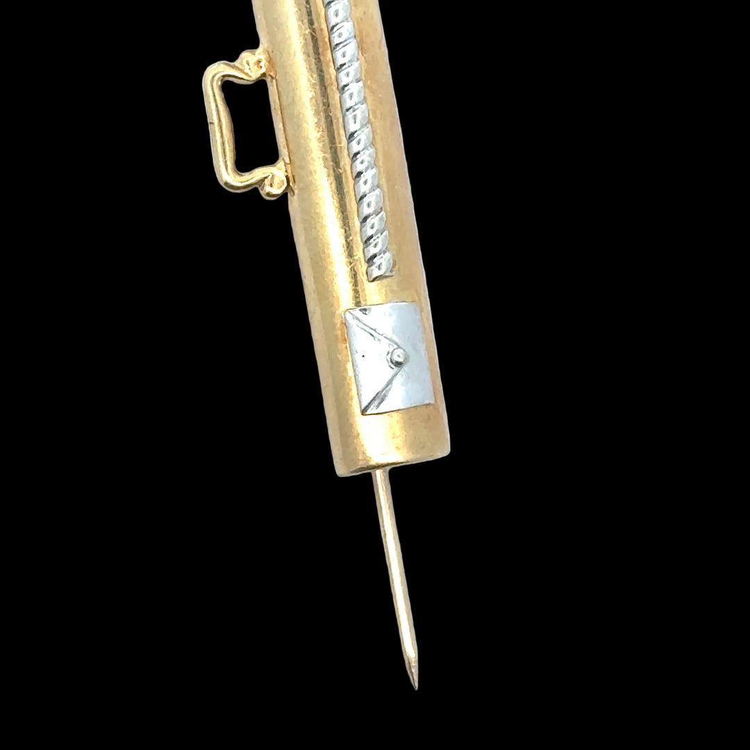 Custom Made Golf Bag Diamond 18K White/Yellow Gold Brooch