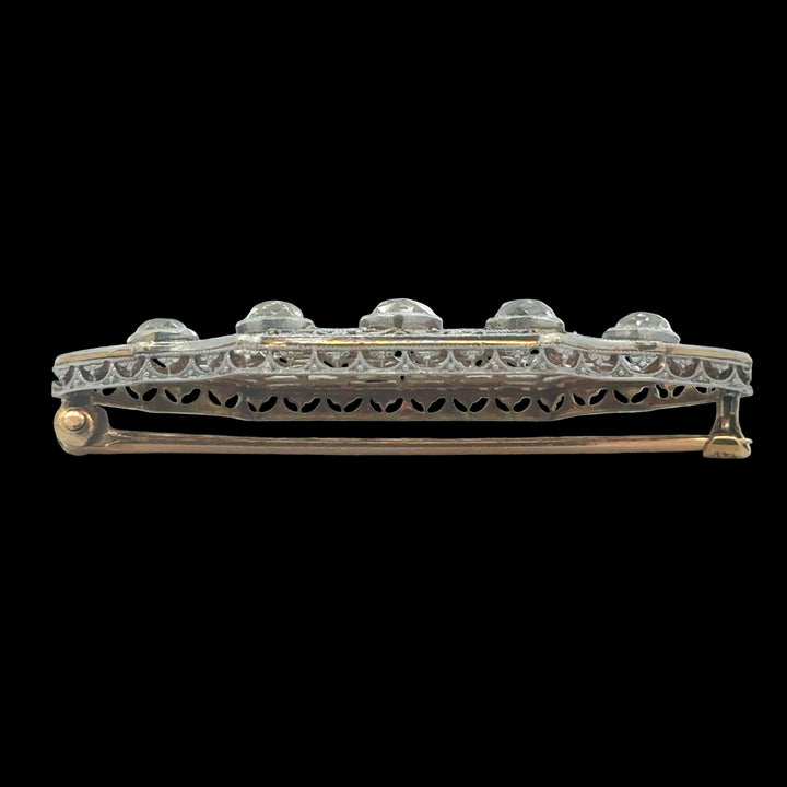Art Deco 2.50cttw Old Mine Cut Filigree Platinum and 14K Yellow Gold Brooch