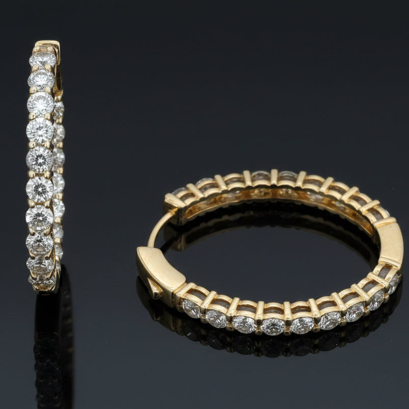 Diamond Hoop Earrings 7.00cttw 14K Yellow Gold