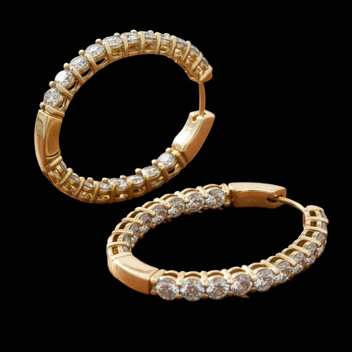 Diamond Hoop Earrings 7.00cttw 14K Yellow Gold