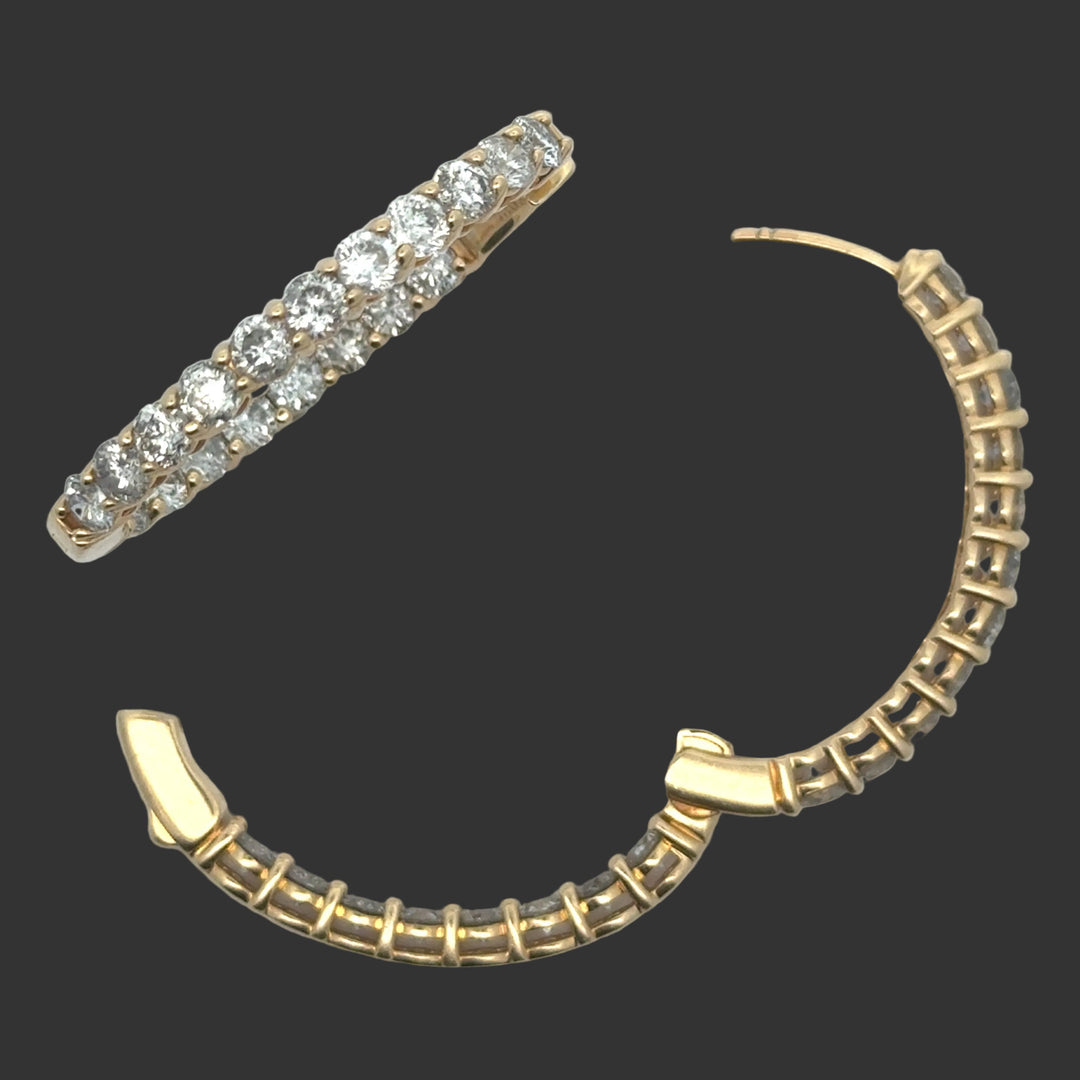 Diamond Hoop Earrings 7.00cttw 14K Yellow Gold