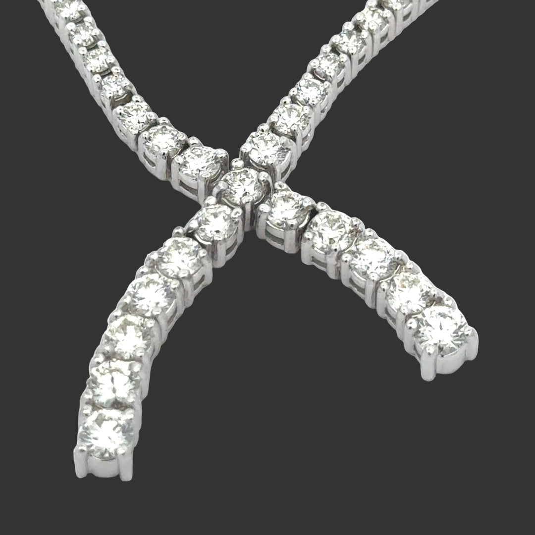Diamond Wishbone Necklace 8.24cttw 14K White Gold