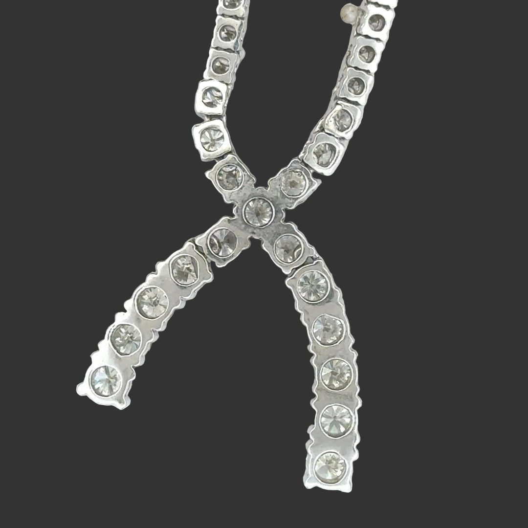 Diamond Wishbone Necklace 8.24cttw 14K White Gold