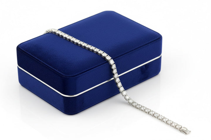 Diamond Illusion Tennis Bracelet 3.15cttw 14K White Gold.