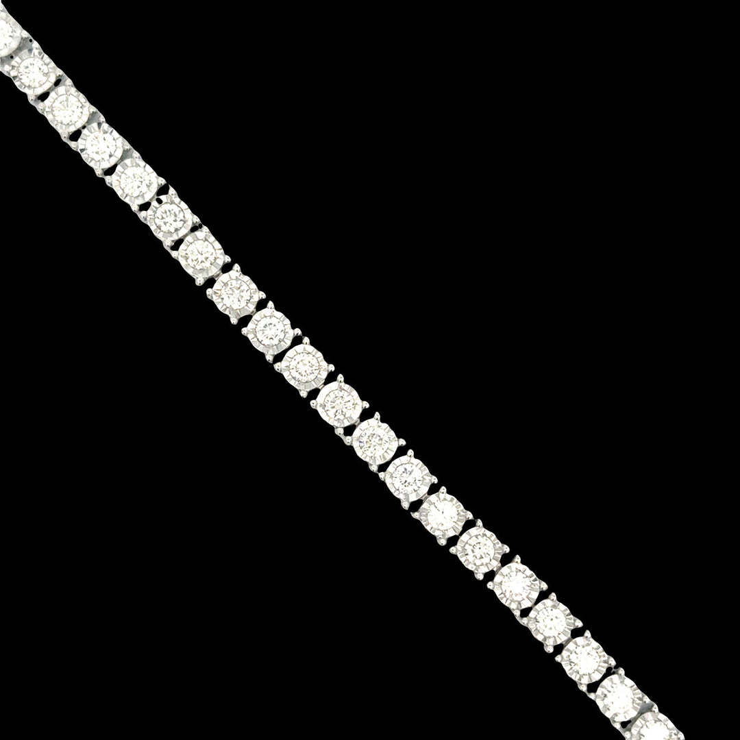 Diamond Illusion Tennis Bracelet 3.15cttw 14K White Gold.