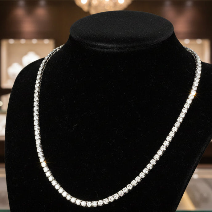 Straight Line Diamond Necklace 25.08cttw I-J SI1-SI2 14K White Gold