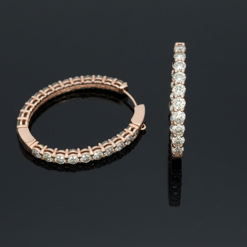 Diamond Hoop Earrings 7.0cttw 14K Rose Gold