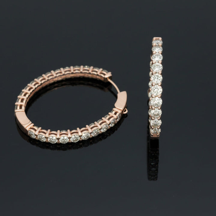 Diamond Hoop Earrings 7.0cttw 14K Rose Gold