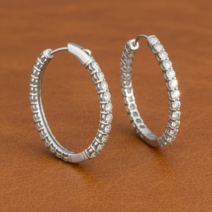 Diamond Hoop Earrings 5.0cttw 14K White Gold