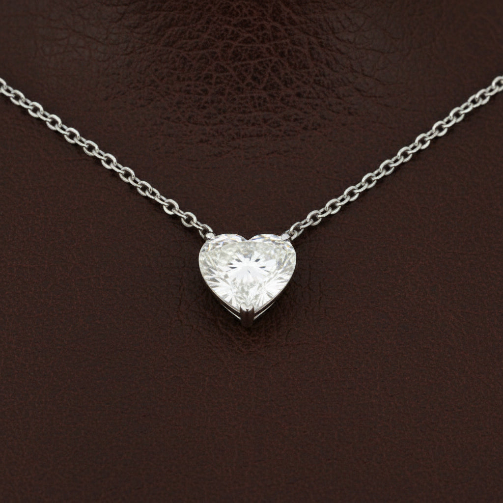 3.01ct Diamond Heart Shape Necklace 14K White Gold