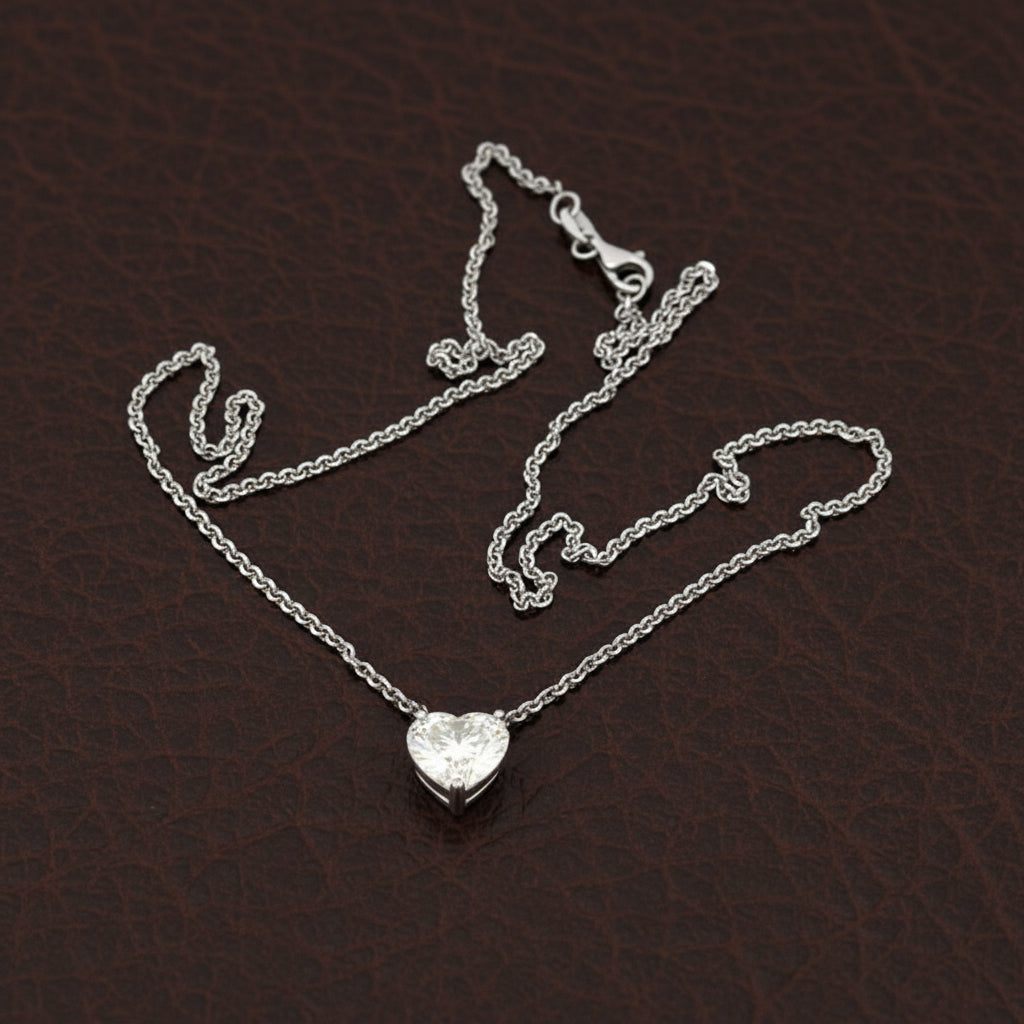 3.01ct Diamond Heart Shape Necklace 14K White Gold