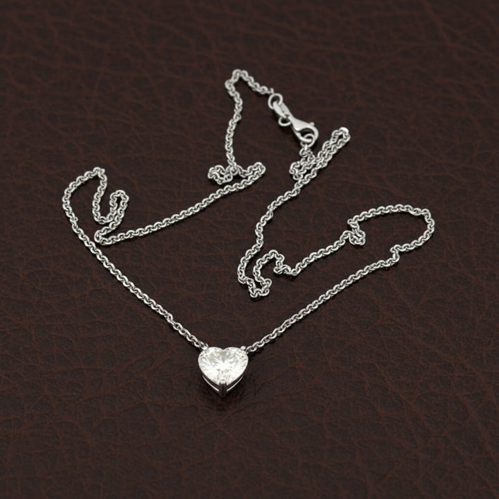 3.01ct Diamond Heart Shape Necklace 14K White Gold
