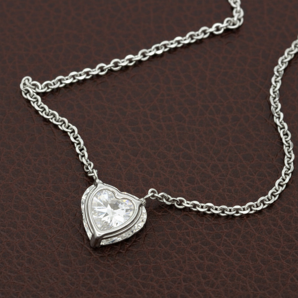 3.01ct Diamond Heart Shape Necklace 14K White Gold
