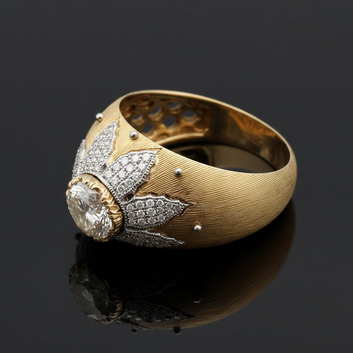 Italian Style 3.35cttw Diamond 18kt Yellow and White Gold Ring
