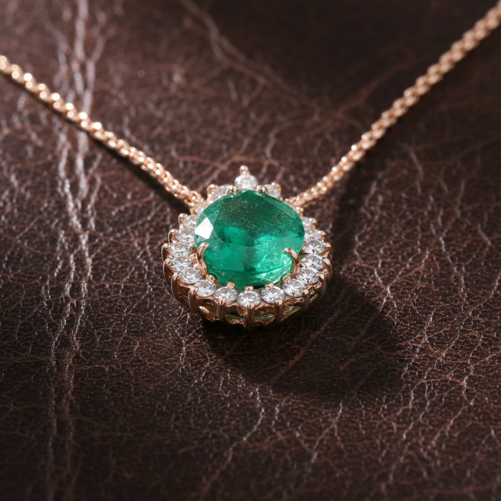 Estate 11.33 Columbia Emerald (GIA Report) Diamond 14kt Yellow Gold Necklace