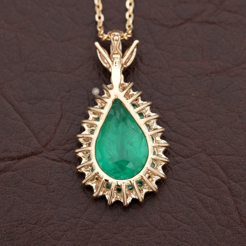Estate 11.33 Columbia Emerald (GIA Report) Diamond 14kt Yellow Gold Necklace