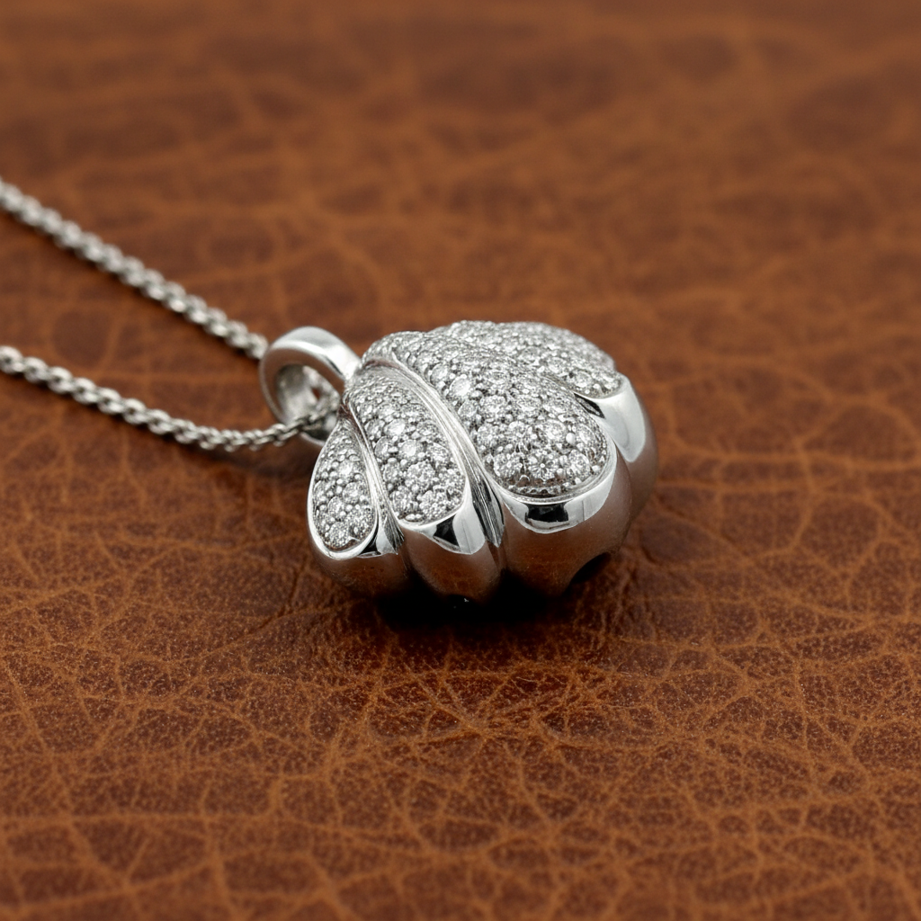 Estate Casa Damiani Spicchi De Luna 3.00cttw Diamond 18k White Gold Necklace