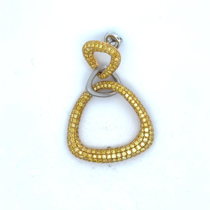 Designer AKMS 6.91cttw Natural Fancy Vivid Yellow Diamond and 18k White & Yellow Gold Dangle Earring