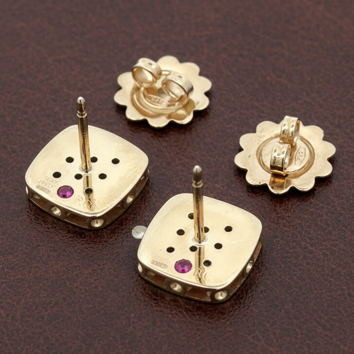 Designer Roberto Coin "Pois Moi" Diamond 18k White and Yellow Earring