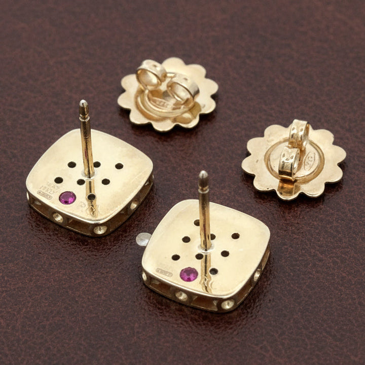 Designer Roberto Coin "Pois Moi" Diamond 18k White and Yellow Earring
