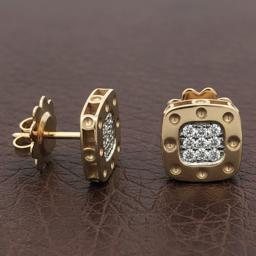 Designer Roberto Coin "Pois Moi" Diamond 18k White and Yellow Earring