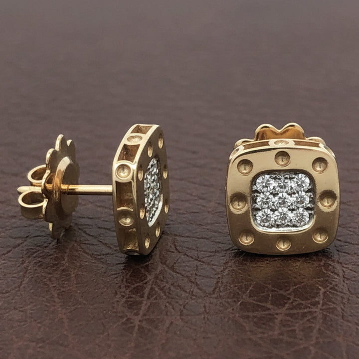 Designer Roberto Coin "Pois Moi" Diamond 18k White and Yellow Earring