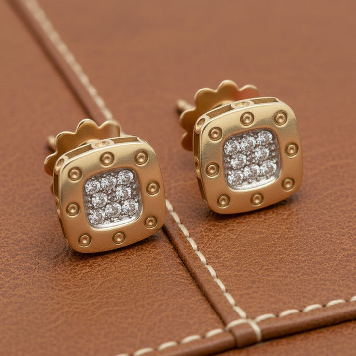 Designer Roberto Coin "Pois Moi" Diamond 18k White and Yellow Earring