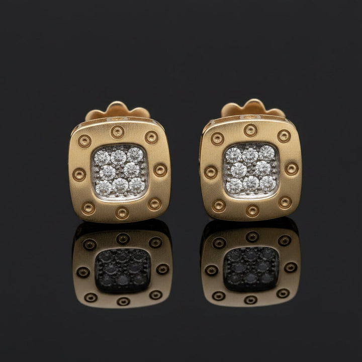 Designer Roberto Coin "Pois Moi" Diamond 18k White and Yellow Earring