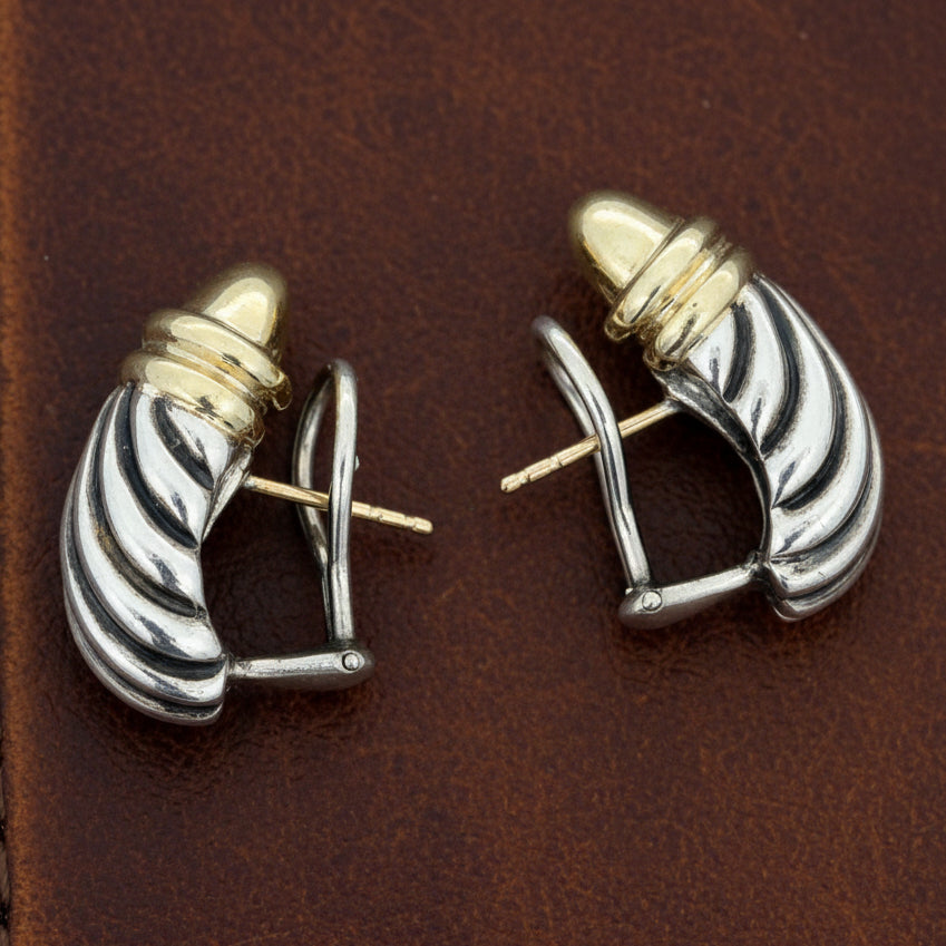 Estate David Yurman 18kt Yellow Gold and Silver Earring