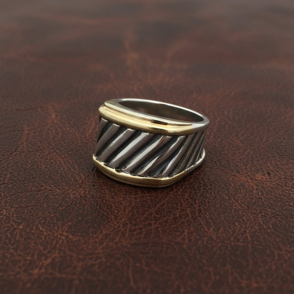 Estate David Yurman Cigar Band 18kt Yellow Gold & Silver