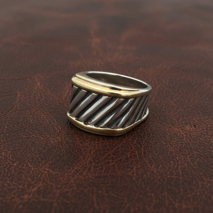 Estate David Yurman Cigar Band 18kt Yellow Gold & Silver
