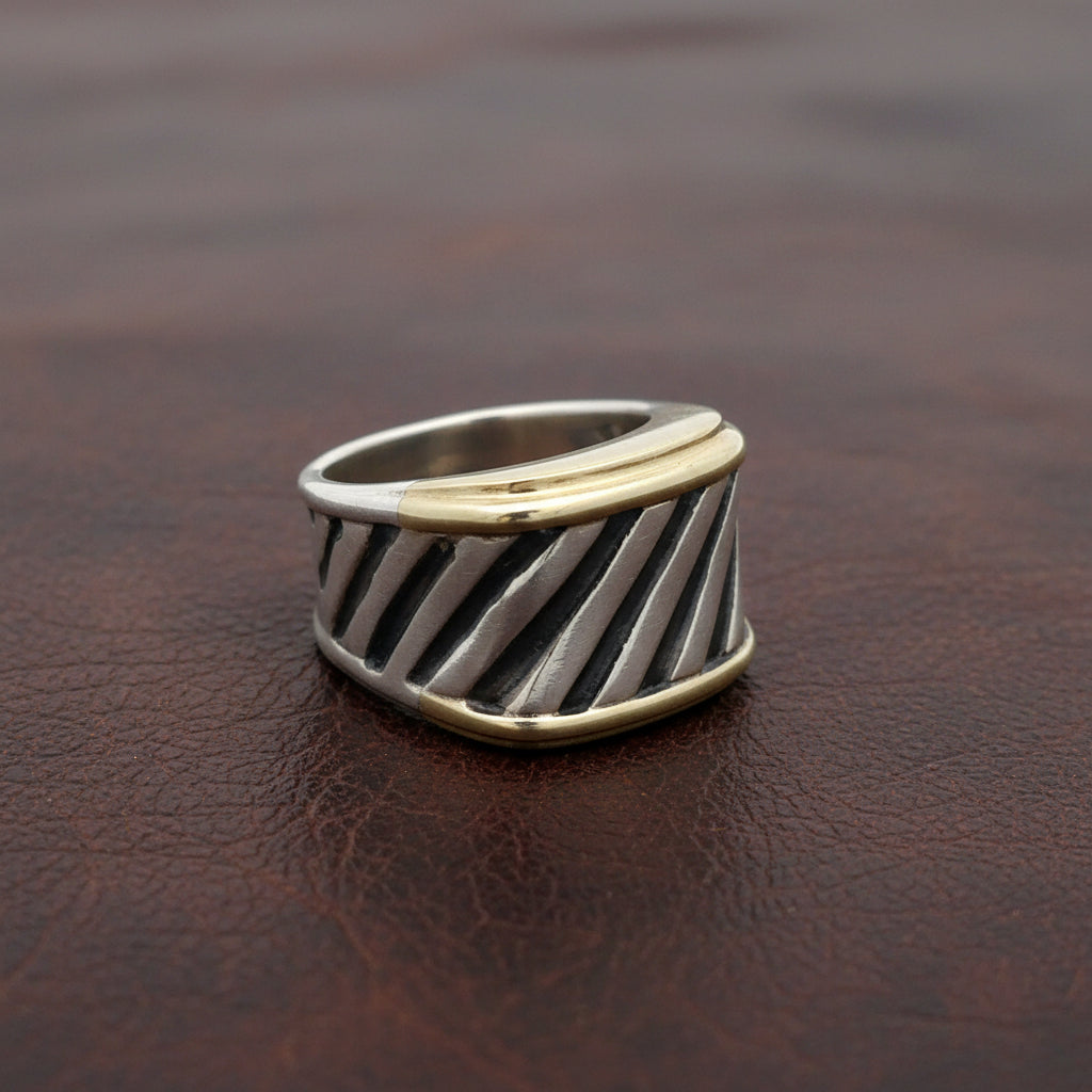 Estate David Yurman Cigar Band 18kt Yellow Gold & Silver