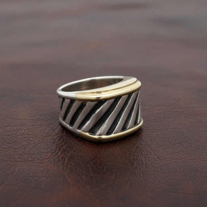 Estate David Yurman Cigar Band 18kt Yellow Gold & Silver