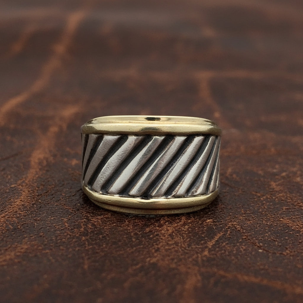Estate David Yurman Cigar Band 18kt Yellow Gold & Silver