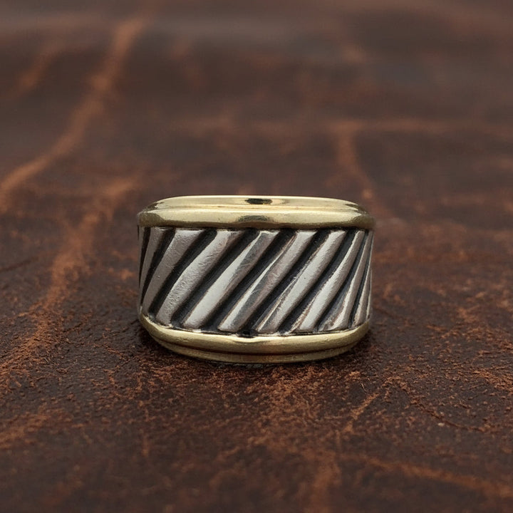Estate David Yurman Cigar Band 18kt Yellow Gold & Silver