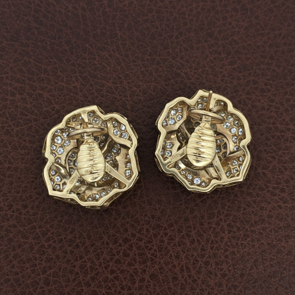 Estate 10.00cttw Diamond 18k Yellow Gold Earring