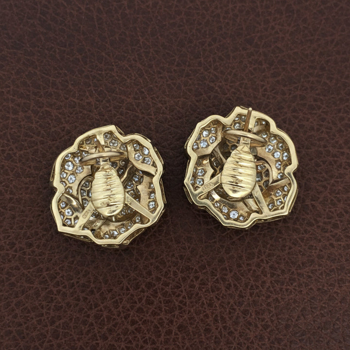 Estate 10.00cttw Diamond 18k Yellow Gold Earring