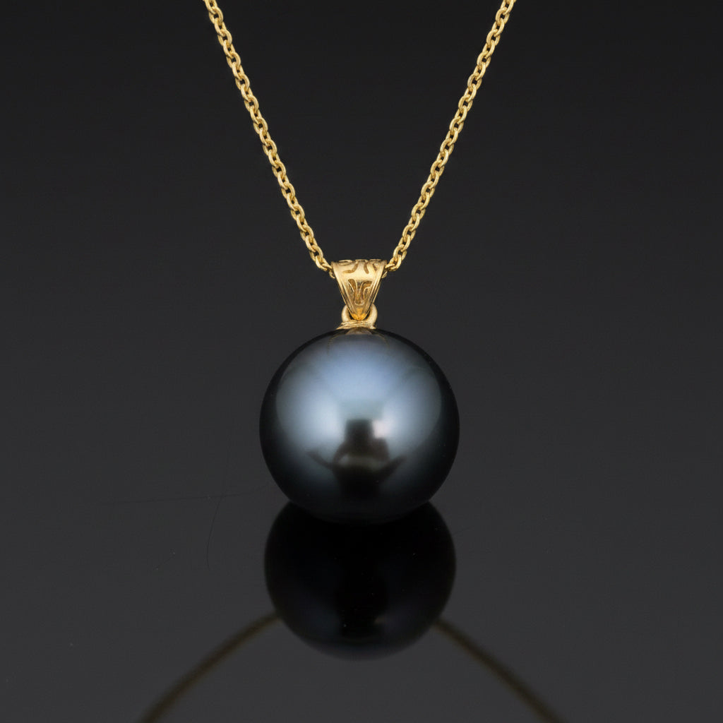 Designer Asseal 15.26mm Tahitian Pearl and 14kt Yellow Gold Necklace