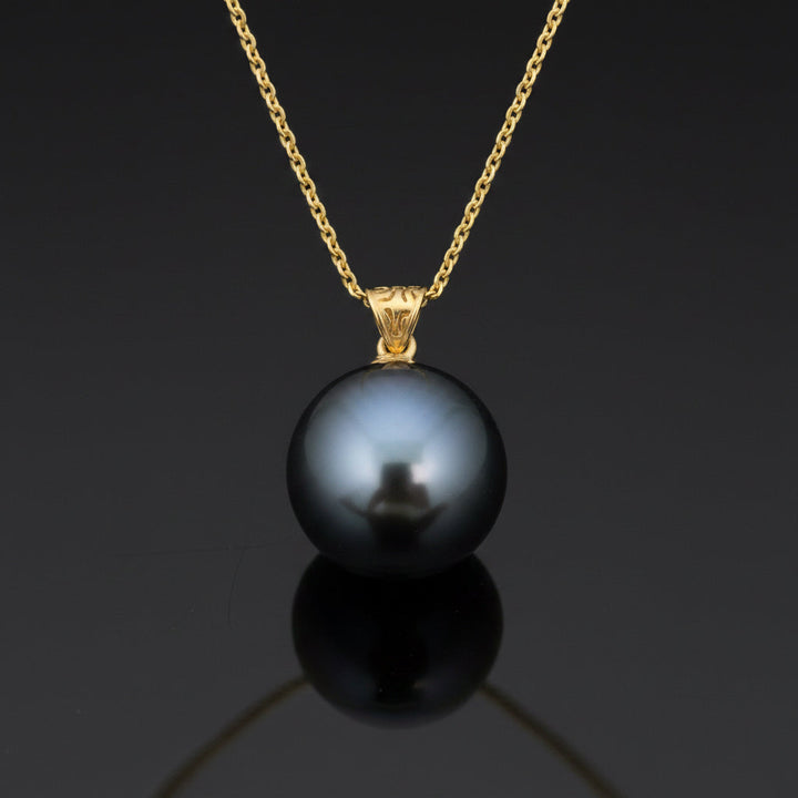 Designer Asseal 15.26mm Tahitian Pearl and 14kt Yellow Gold Necklace