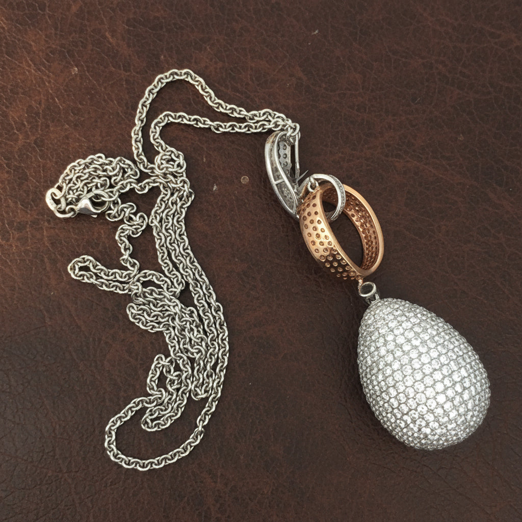 Designer 9.44cttw Diamond (Natural Light Pink/White) 18kt Rose, White and Yellow Gold Necklace