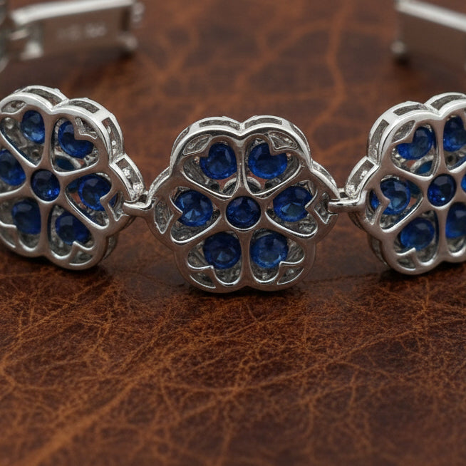 Designer Sapphire and Diamond 18K White Gold Bracelet
