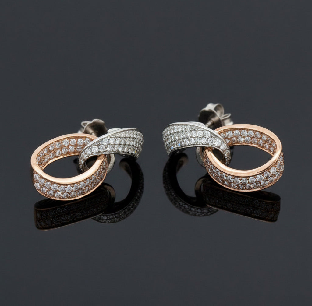 Designer 2.50cttw Diamond White and Natural Fancy Light Pink 18kt Rose and Yellow Gold Earring