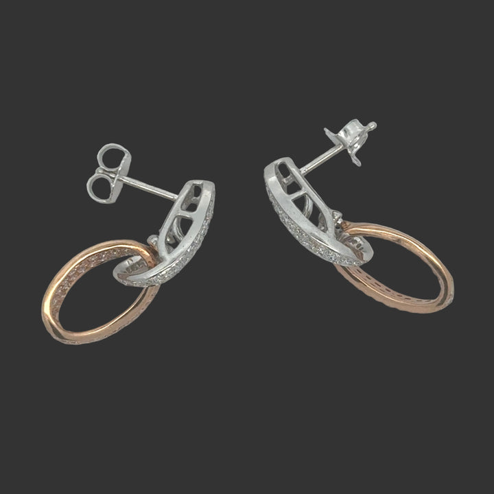 Designer 2.50cttw Diamond White and Natural Fancy Light Pink 18kt Rose and Yellow Gold Earring