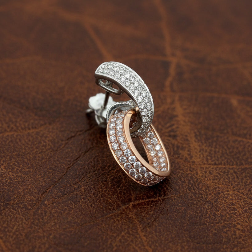 Designer 2.50cttw Diamond White and Natural Fancy Light Pink 18kt Rose and Yellow Gold Earring