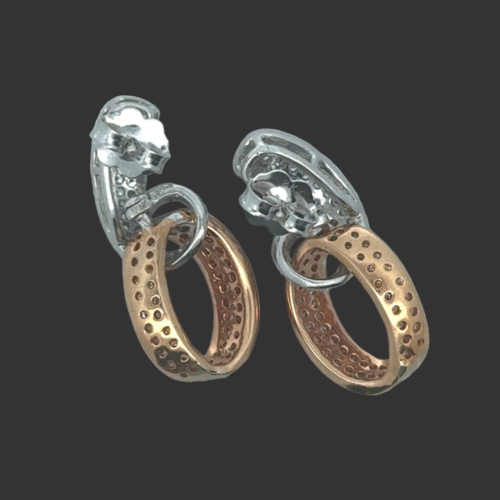 Designer 2.50cttw Diamond White and Natural Fancy Light Pink 18kt Rose and Yellow Gold Earring