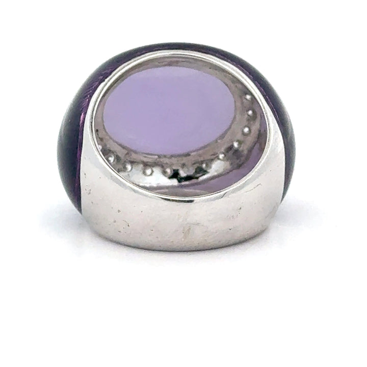 Designer Nini Purple Jadiete and Diamond, Enamel 18Kt White Gold Ring