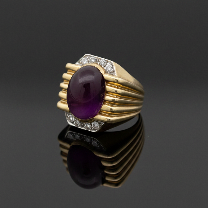 Modern 20ct Ruby and Diamond 18KT White and Yellow Gold Ring