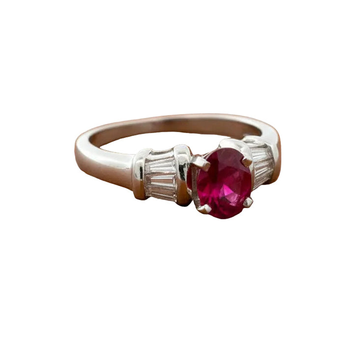 Modern Ruby and Diamond Platinum Ring