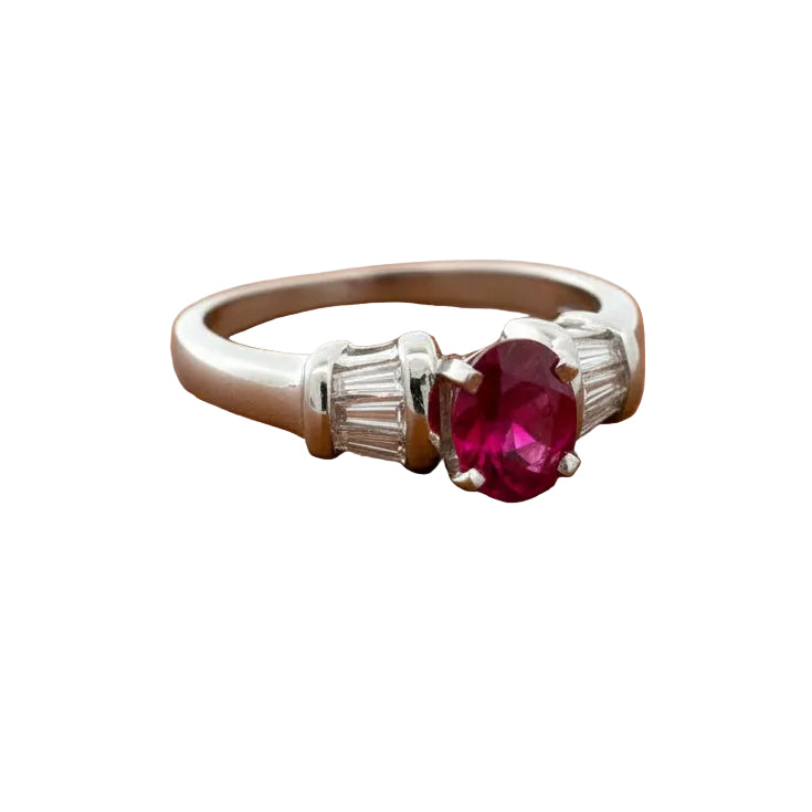 Modern Ruby and Diamond Platinum Ring